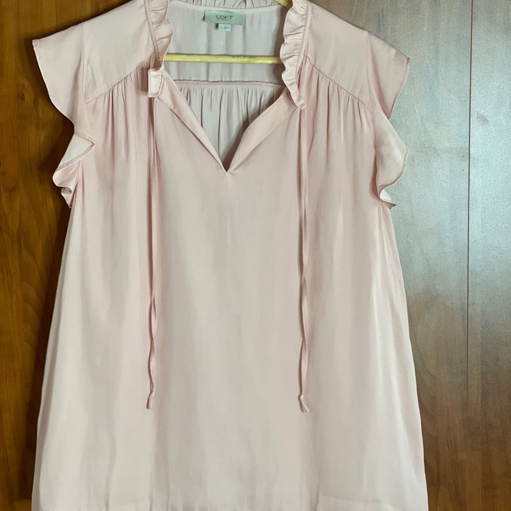 Loft Pink Flutter Cap Sleeve Top